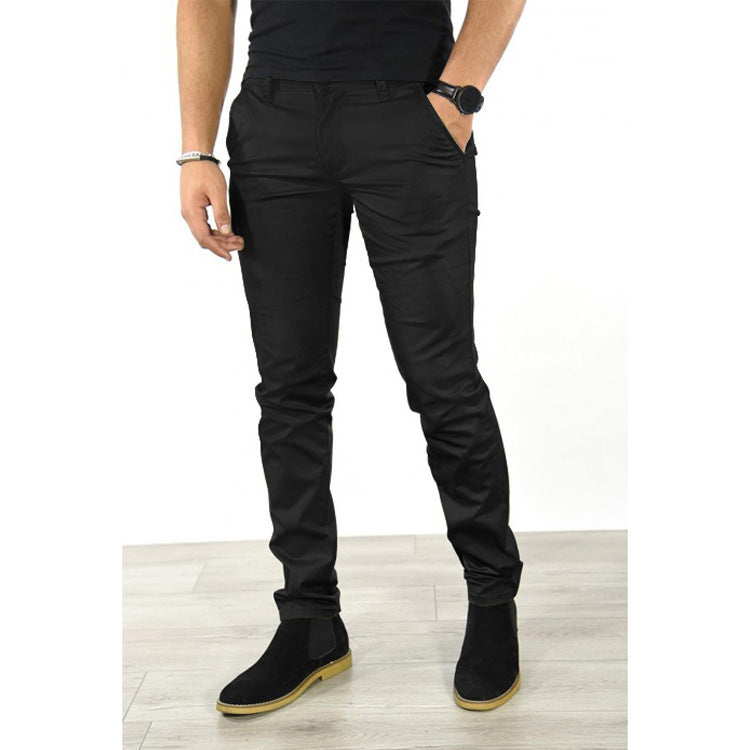 Herren elegante Chinohose mit schmalem Schnitt und elastischem Bund Aliams