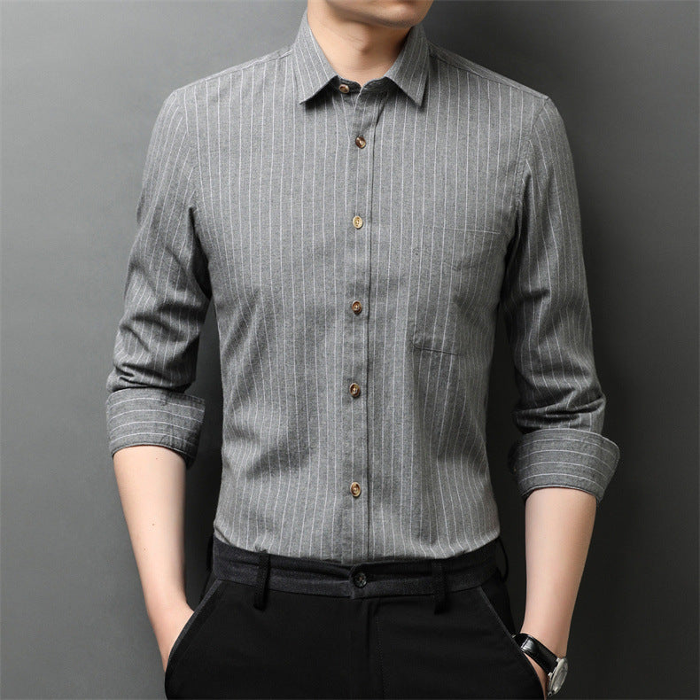 Herren elegantes langärmliges Hemd mit feinem Streifenmuster Aliams