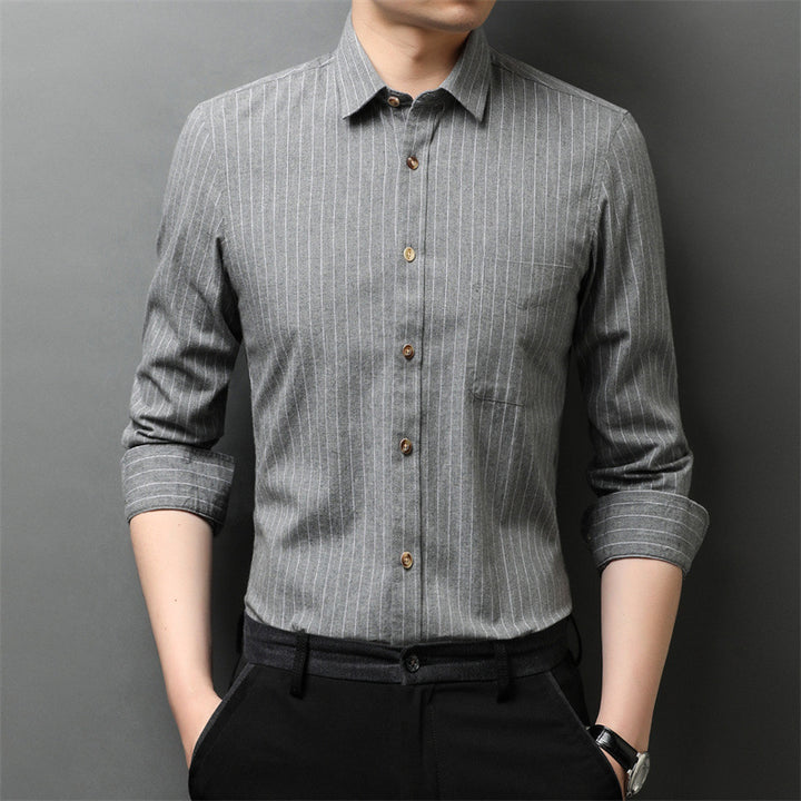 Herren elegantes langärmliges Hemd mit feinem Streifenmuster Aliams