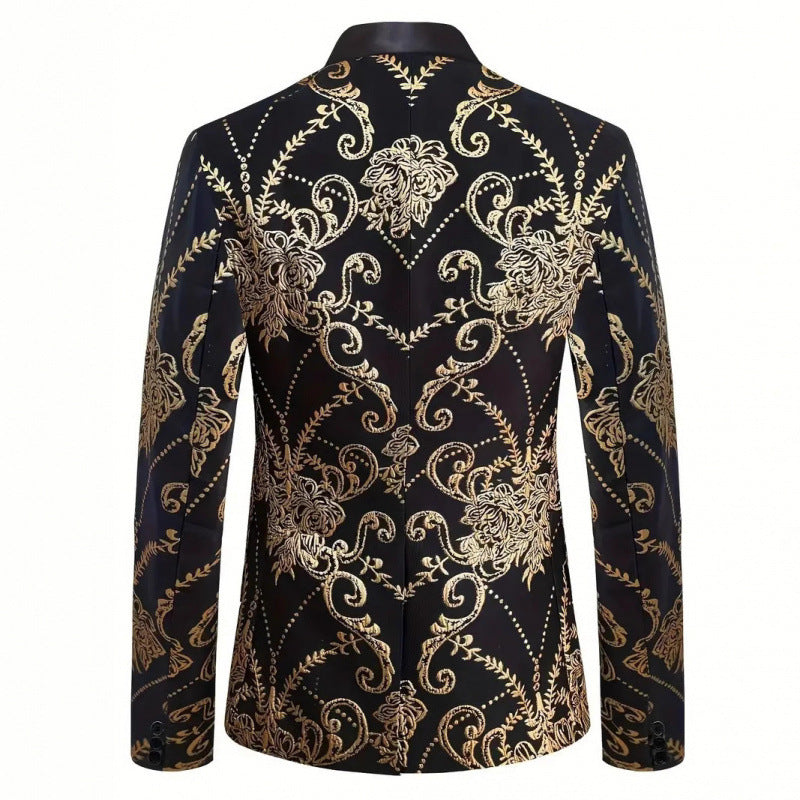 Herren Extravaganter Smoking-Blazer mit floralem Jacquard-Muster Aliams