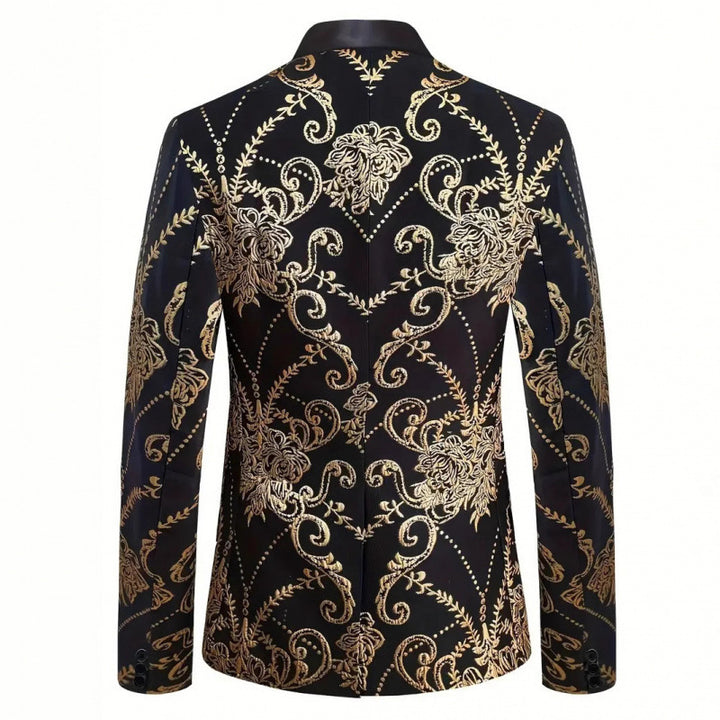 Herren Extravaganter Smoking-Blazer mit floralem Jacquard-Muster Aliams