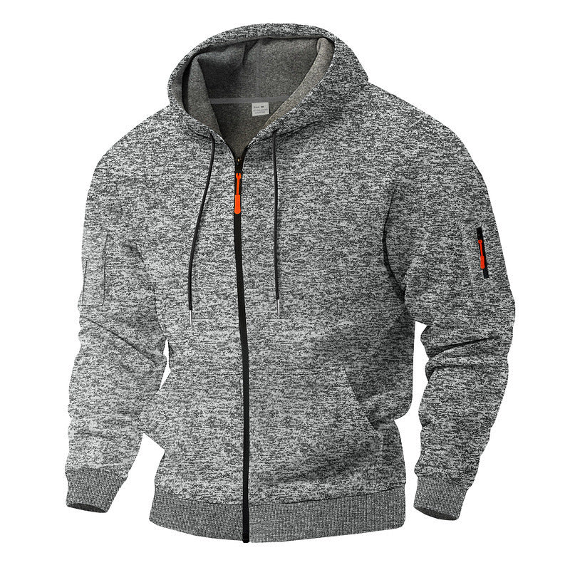 Herren sportlicher Fleece-Kapuzenpullover mit durchgehendem Reißverschluss und praktischen Taschen Aliams