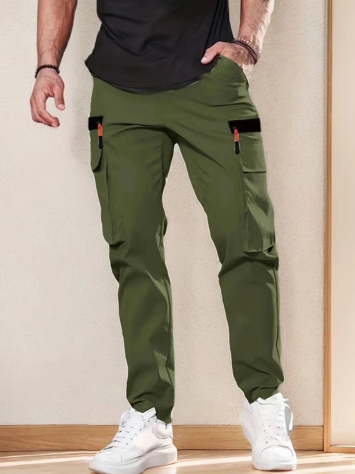 Herren funktionale Cargo-Hose mit verstellbaren Taschen und elastischem Bund Aliams