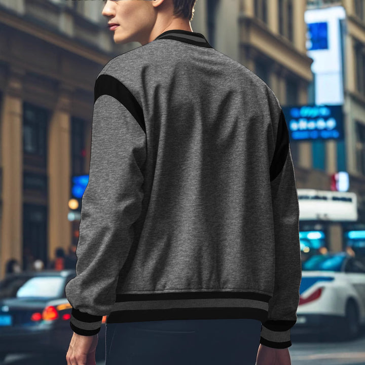 Herren Sportliche Collegejacke mit kontrastrierenden Ärmeln und Knopfdetails Aliams