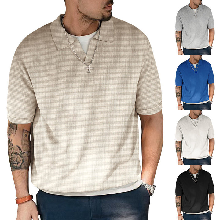 Herren Kurzarm Polohemd mit strukturiertem Design und modernem V-Ausschnitt Aliams