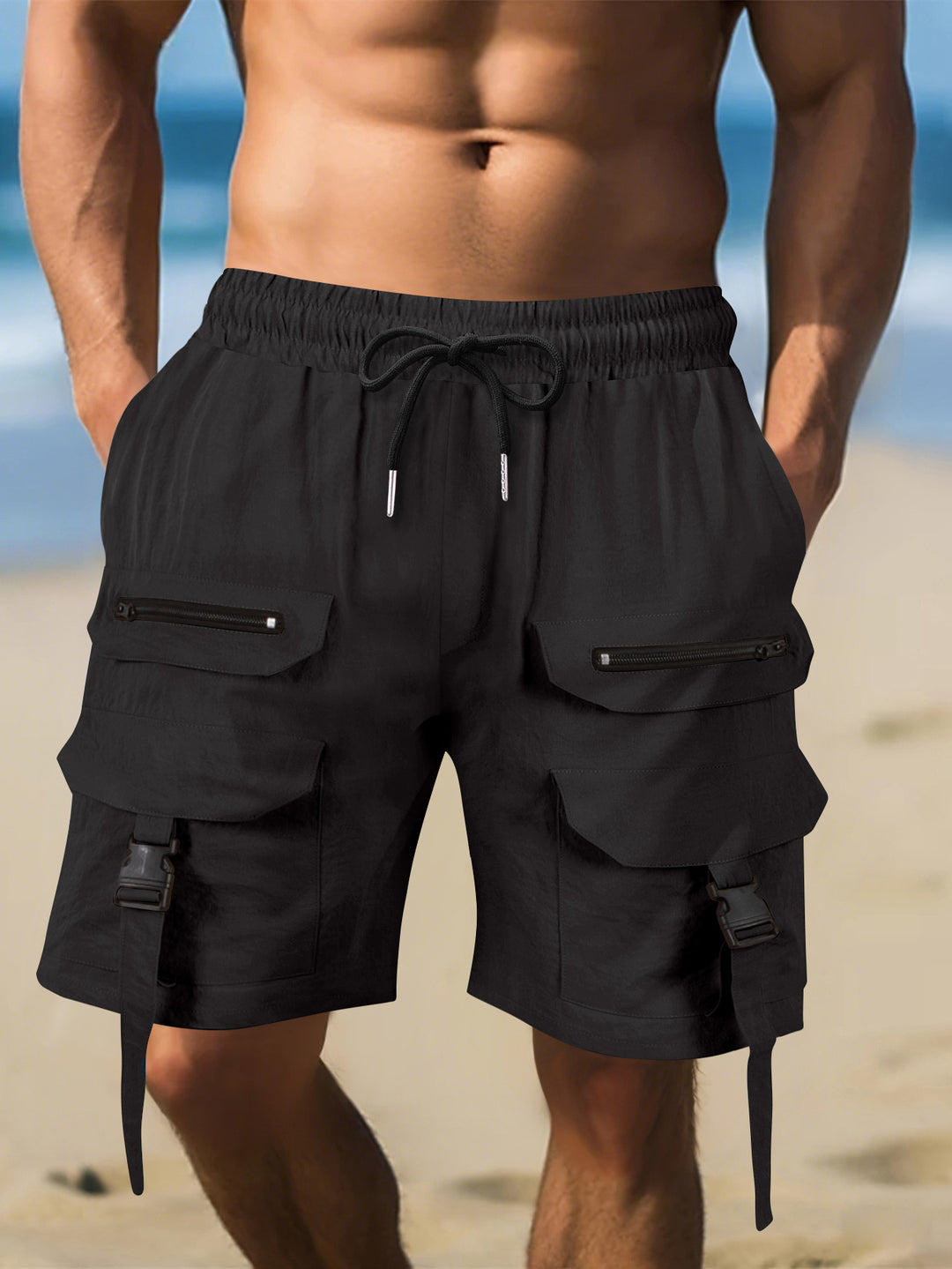 Herren Cargo-Shorts mit multifunktionalen Taschen und verstellbarem Bund Aliams