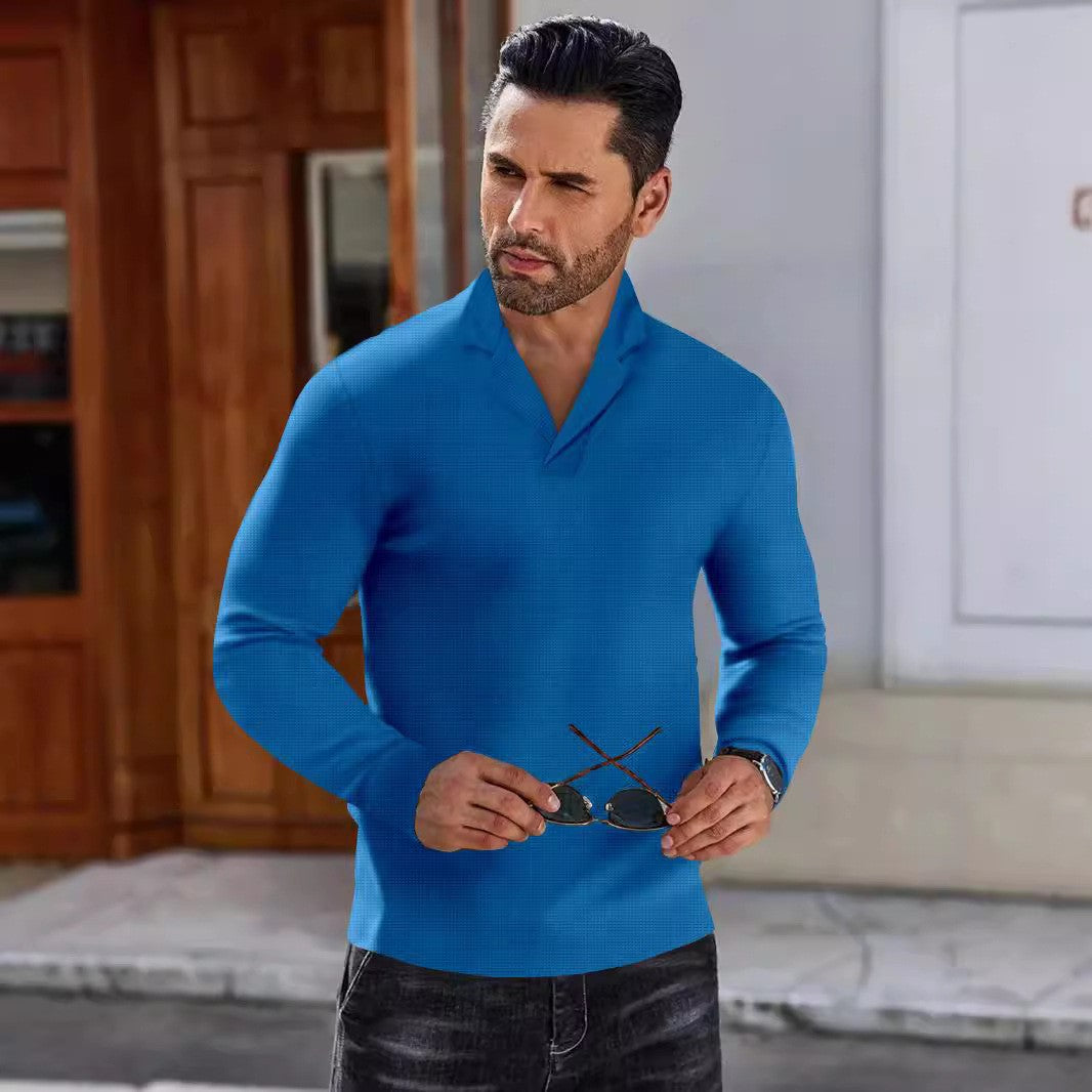 Herren eleganter langärmeliger Pullover mit stylischem Stehkragen Aliams