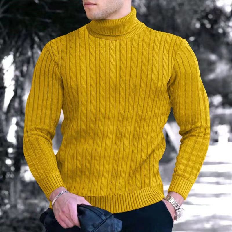 Herren Strickpullover mit modernem Rippmuster und hohem Kragen Aliams