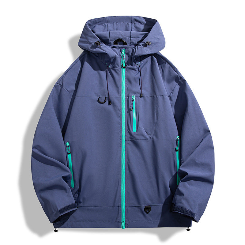 Herren wasserdichte Outdoor-Jacke mit Kapuze und atmungsaktiven Einsätzen Aliams