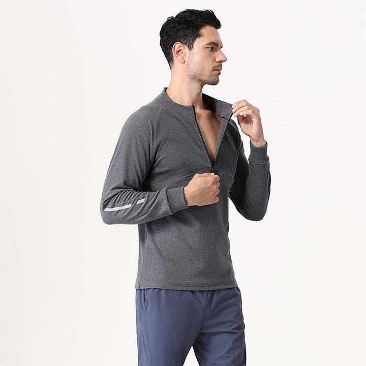 Herren Funktionspullover mit Halb-Reißverschluss und atmungsaktiven Einsätzen Aliams