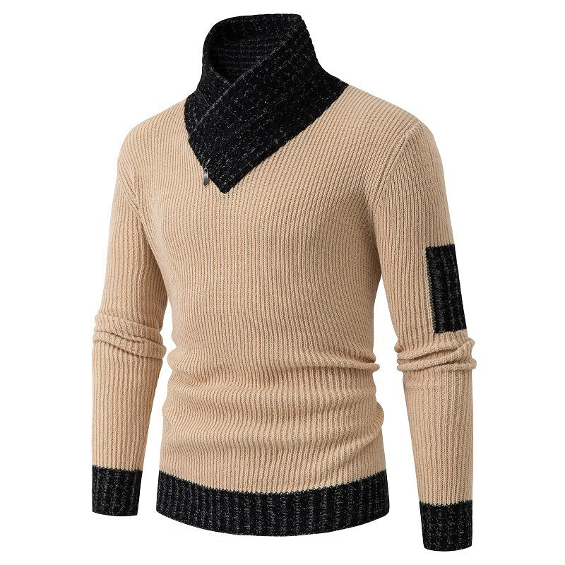 Herren Pullover mit modernem asymmetrischem Kragen und strukturiertem Design Aliams