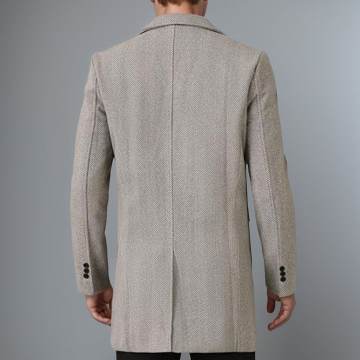 Herren eleganter Doppelreiher-Mantel mit strukturiertem Herringbone-Muster Aliams