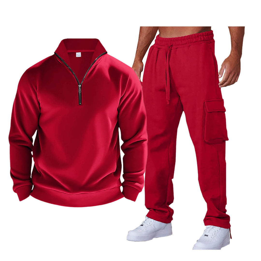 Herren Freizeit-Set mit praktischen Taschen und modischem Stehkragen Aliams