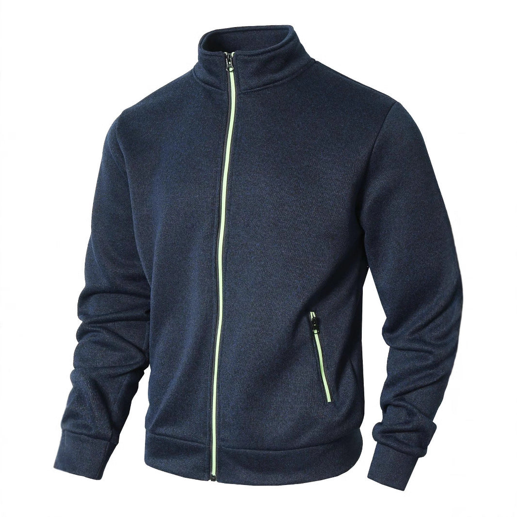 Herren sportliche Fleecejacke mit hohem Kragen und Reißverschlüssen Aliams