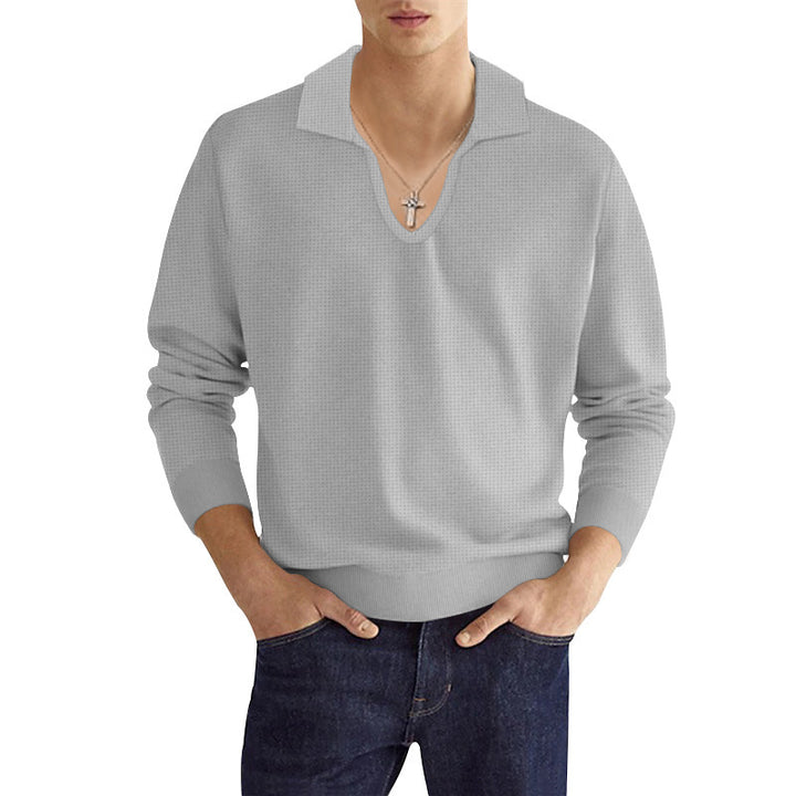 Herren Strickpullover mit modischem V-Ausschnitt und strukturiertem Design Aliams