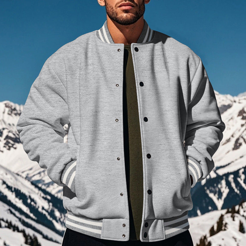 Herren sportliche Collegejacke mit praktischem Druckknopfverschluss Aliams