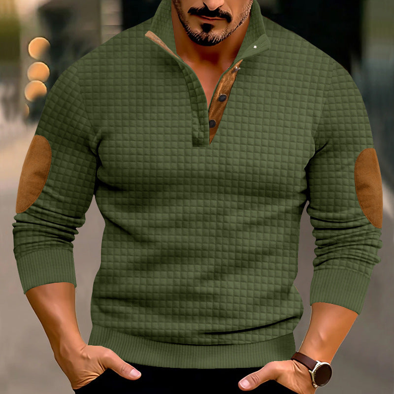 Herren Strukturierter Pullover mit Lederakzenten Aliams