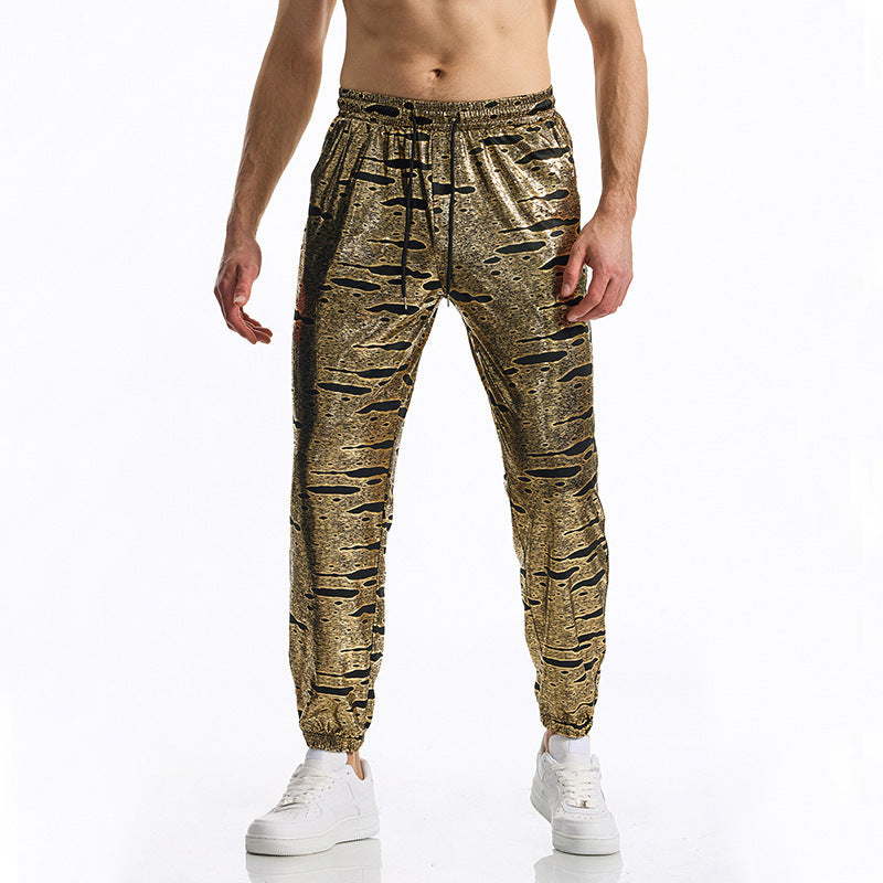 Herren elegante Jogginghose mit glänzendem Metallic-Muster Aliams