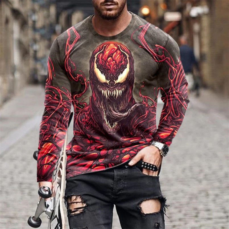 Herren Langarm T-Shirt mit künstlerischem Venom-Design Aliams