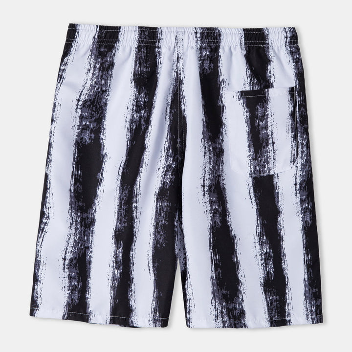 Herren Badeshorts mit modernem Streifenmuster und elastischem Bund Aliams
