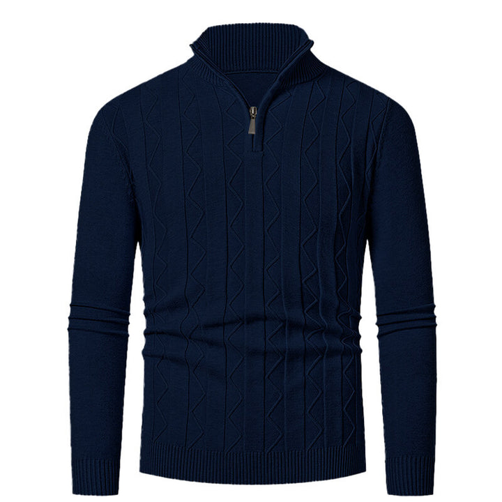 Herren Strickpullover mit stylischem Reißverschluss und Zopfmuster Aliams