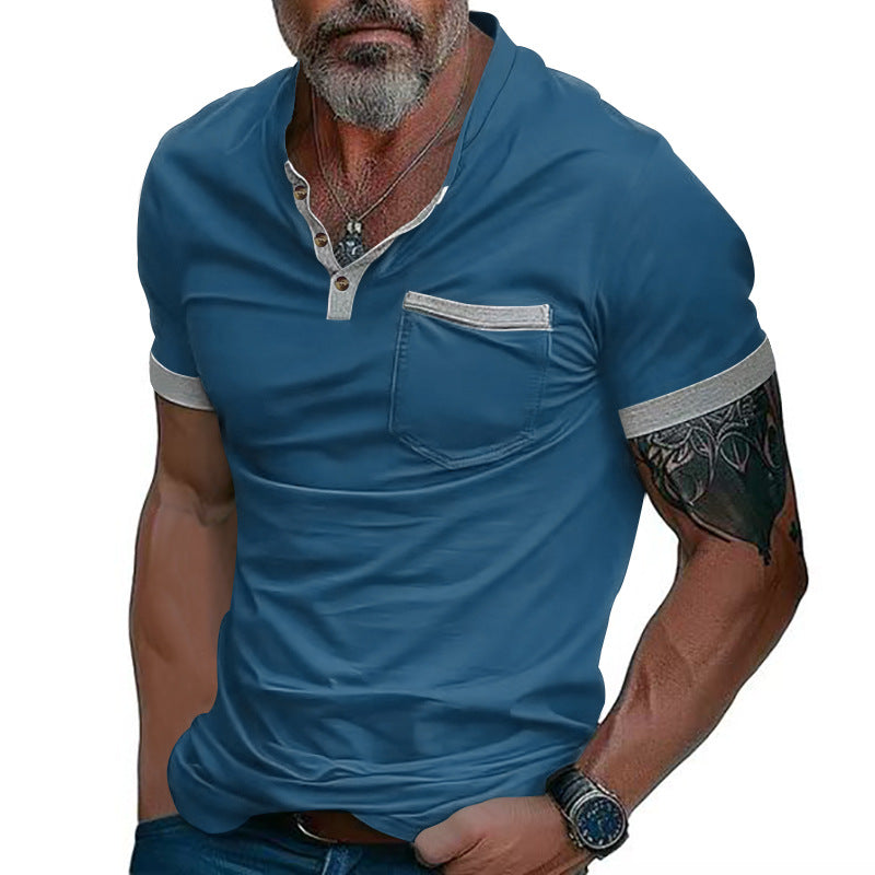 Herren Poloshirt mit modischem Kragen und Brusttasche Aliams