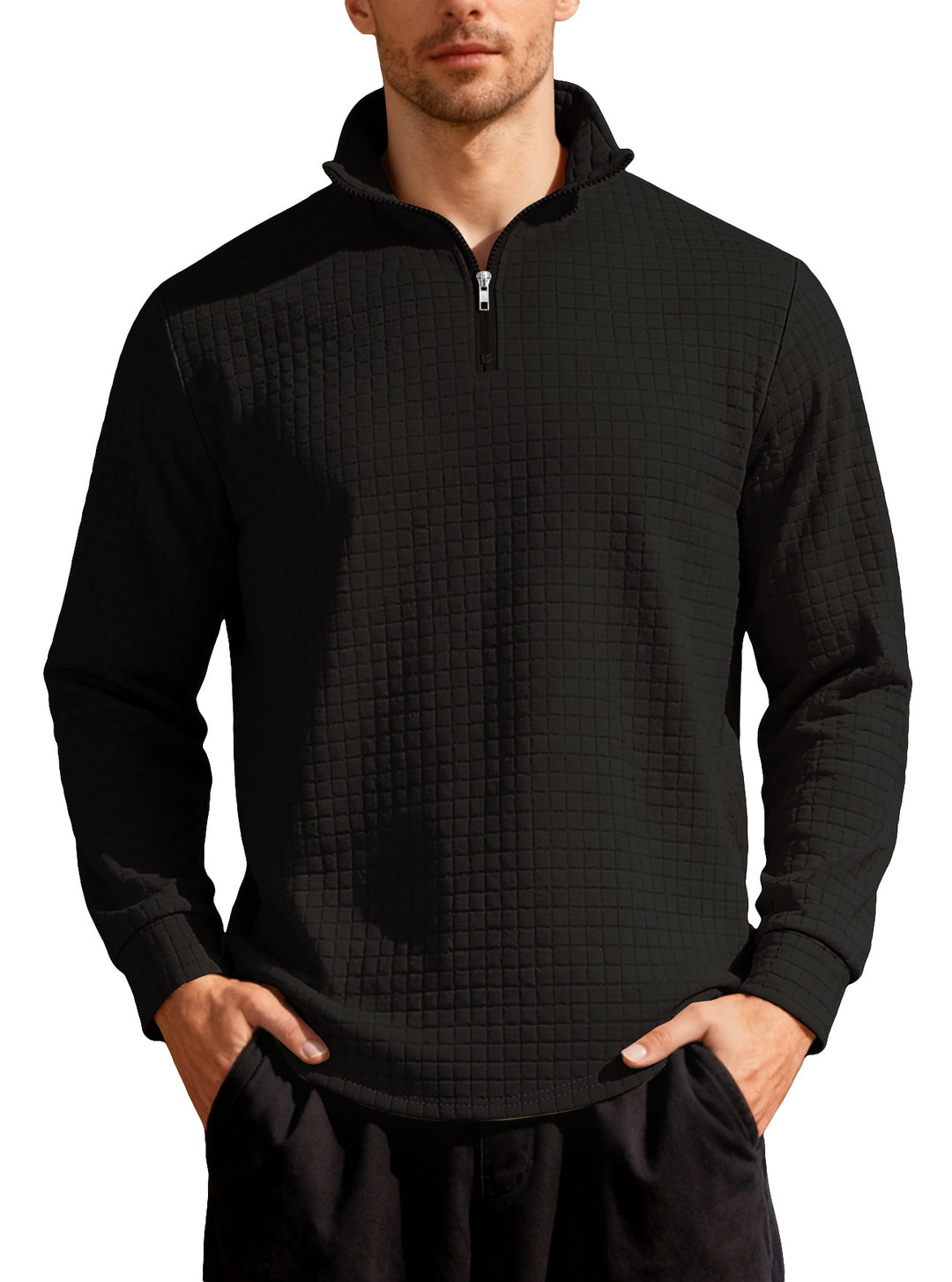 Herren Pullover mit Stehkragen und Reißverschluss Aliams