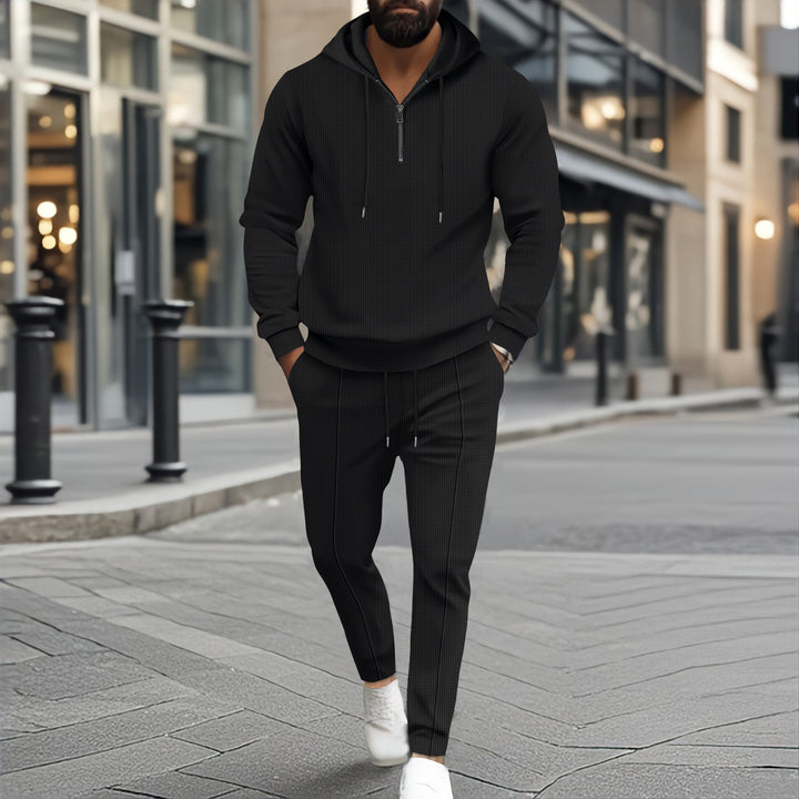 Herren Sportlicher Hoodie mit Reißverschluss und Jogginghose Set Aliams