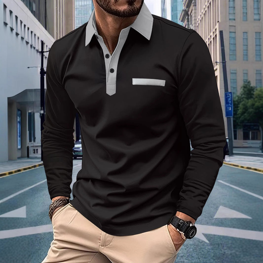 Herren Sportliches Langarmshirt mit kontrastierendem Kragen Aliams