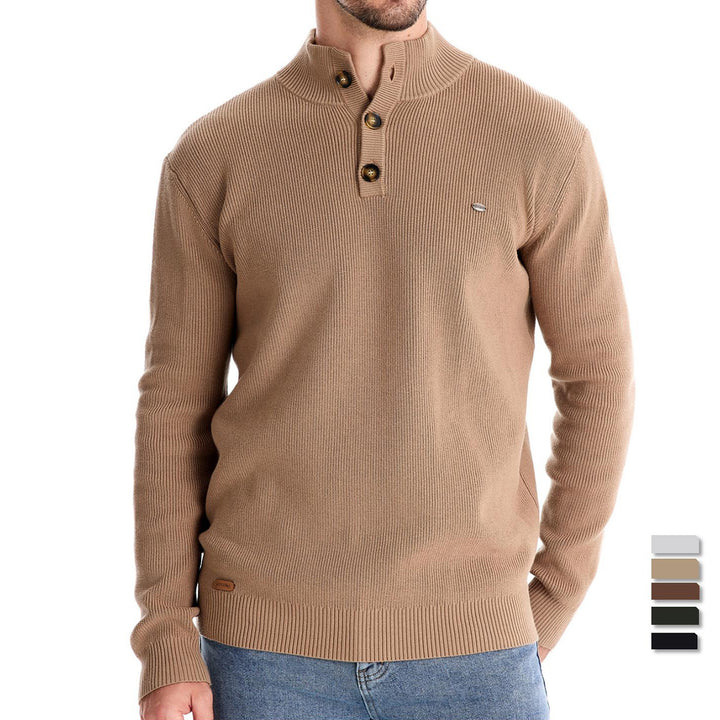 Herren Pullover mit Knopfleiste und strukturiertem Muster Aliams