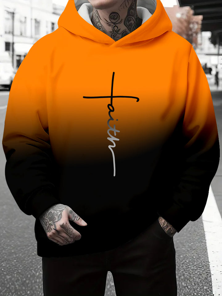 Herren Kapuzenpullover mit subtiler Farbverlauf-Optik und inspirierendem Schriftzug Aliams