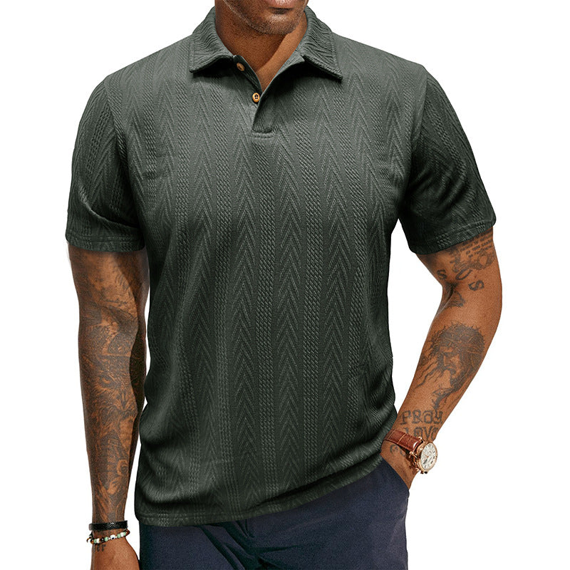 Herren Poloshirt mit strukturiertem Jacquard-Muster und modischem Kragen Aliams