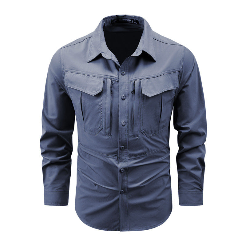 Herren funktionales Outdoor-Hemd mit mehreren Taschen Aliams