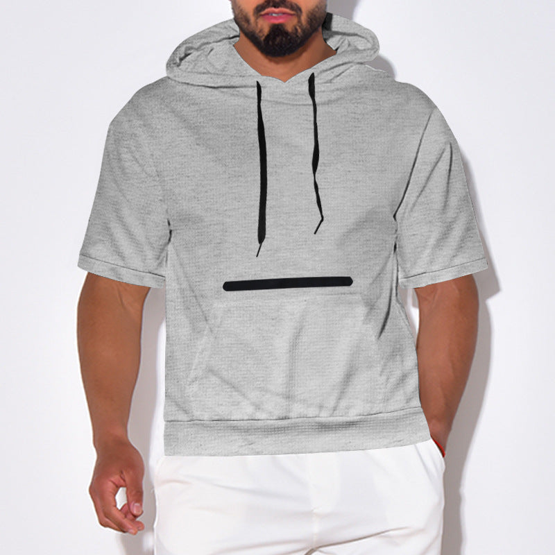 Herren Kurzarm-Hoodie mit praktischem Kängurutasche und atmungsaktiver Struktur Aliams