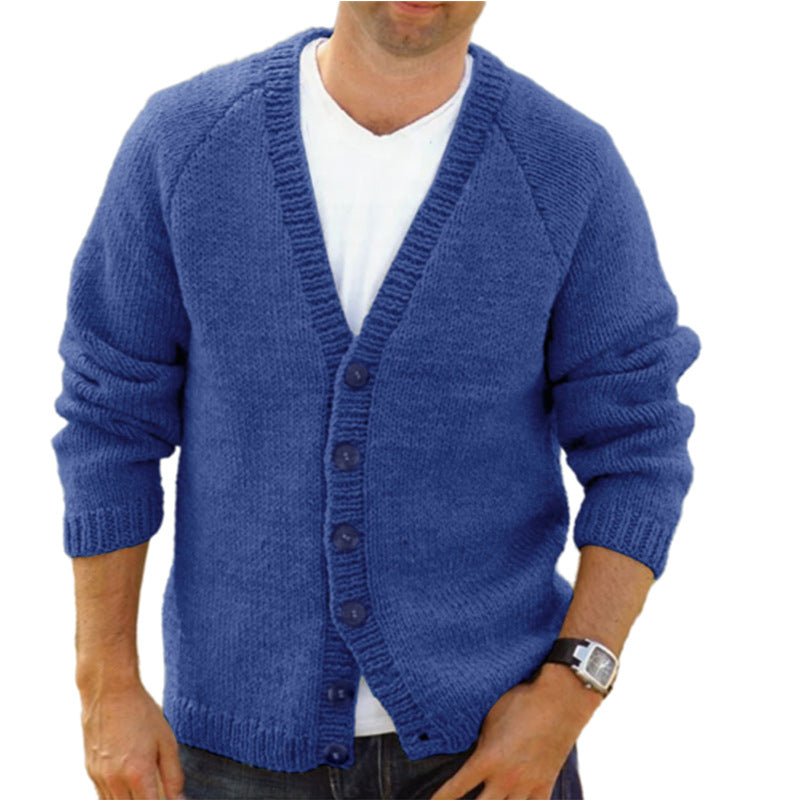 Herren gemütlicher Strickcardigan mit tiefem V-Ausschnitt und Knopfdetails Aliams