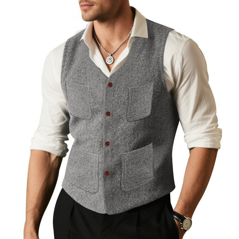 Herren Weste mit funktionalen Taschen und eleganten Knopfdetails Aliams
