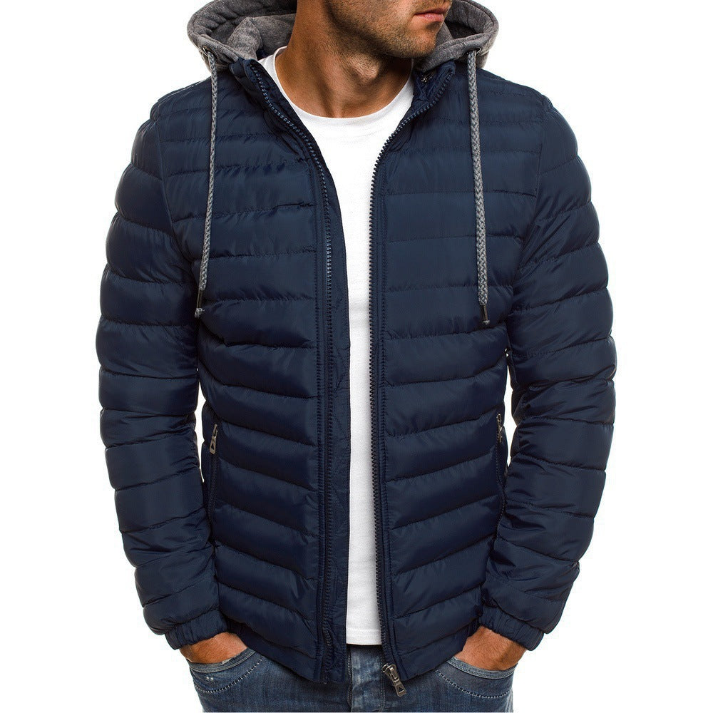 Herren gesteppte Winterjacke mit abnehmbarer Kapuze Aliams