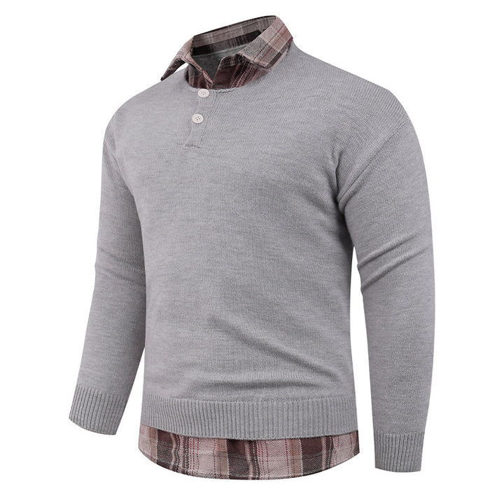 Herren Pullover mit integriertem Hemdkragen und Knopfdetails Aliams