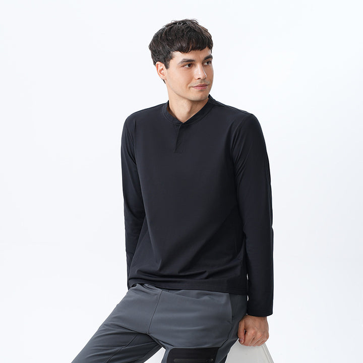 Herren Funktionales Langarmshirt mit Stehkragen Aliams