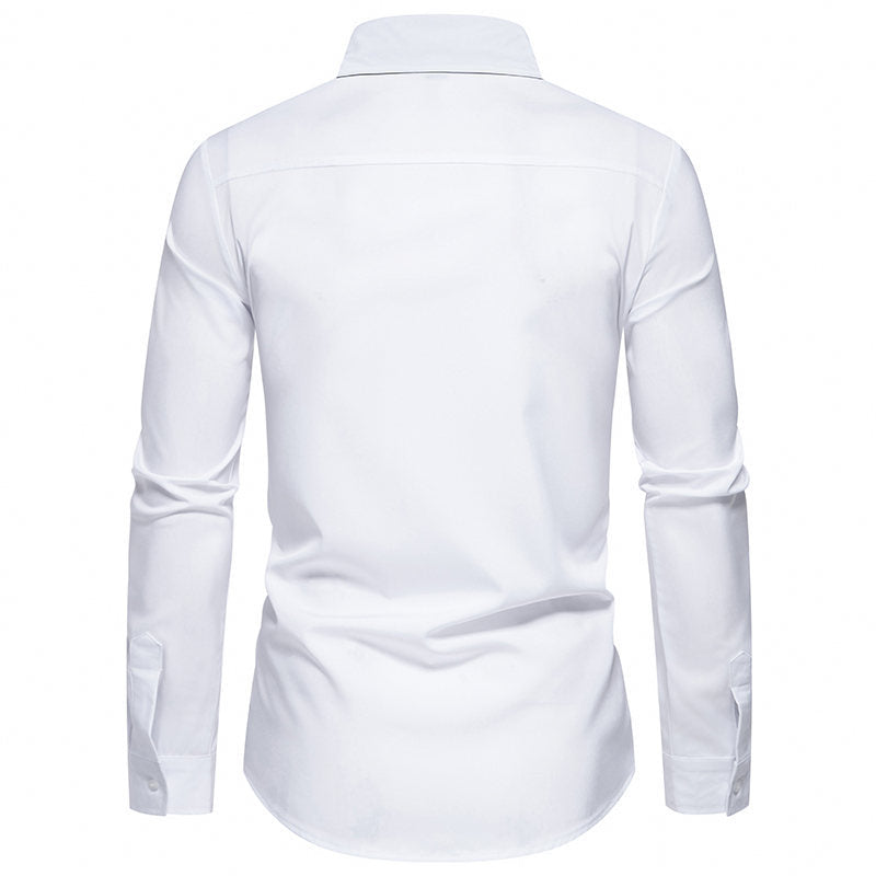 Herren elegantes Slim-Fit Hemd mit kontrastierendem Kragen und hochwertigen Stoffdetails Aliams