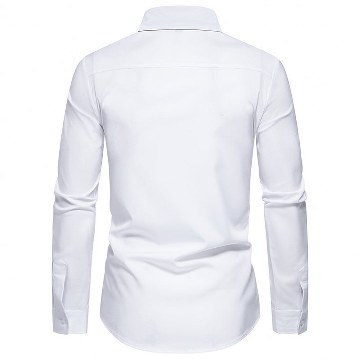 Herren elegantes Slim-Fit Hemd mit kontrastierendem Kragen und hochwertigen Stoffdetails Aliams