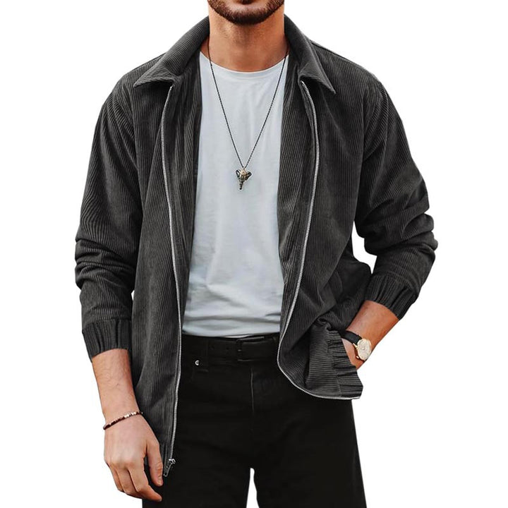 Herren bequeme Cordjacke mit durchgehender Reißverschlussfunktion Aliams