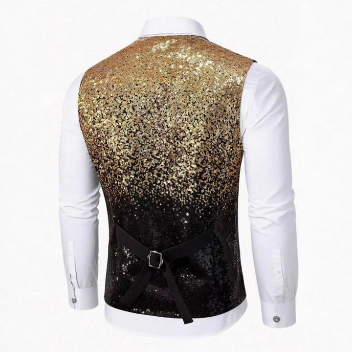 Herren Glamouröse Paillettenweste mit Farbverlauf und elegantem Schnitt Aliams