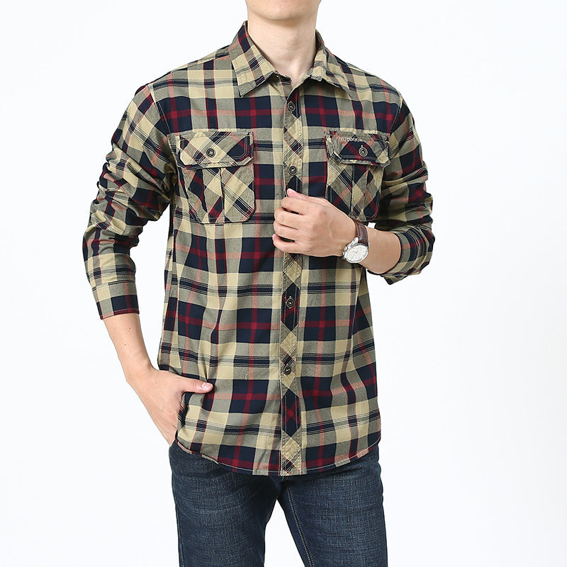 Herren kariertes Hemd mit praktischen Brusttaschen Aliams