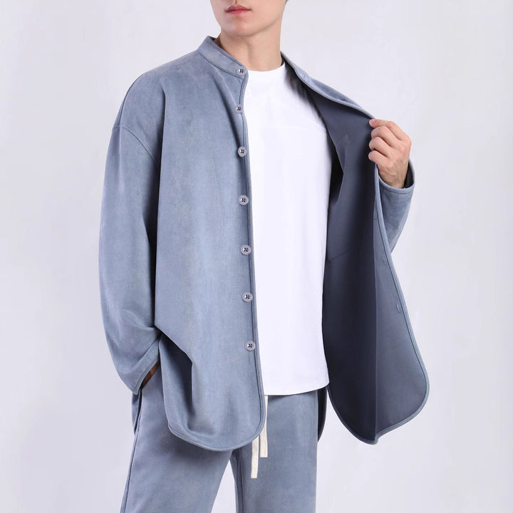 Herren  Modische Überhemdjacke mit praktischer Brusttasche und modernem Stehkragen Aliams