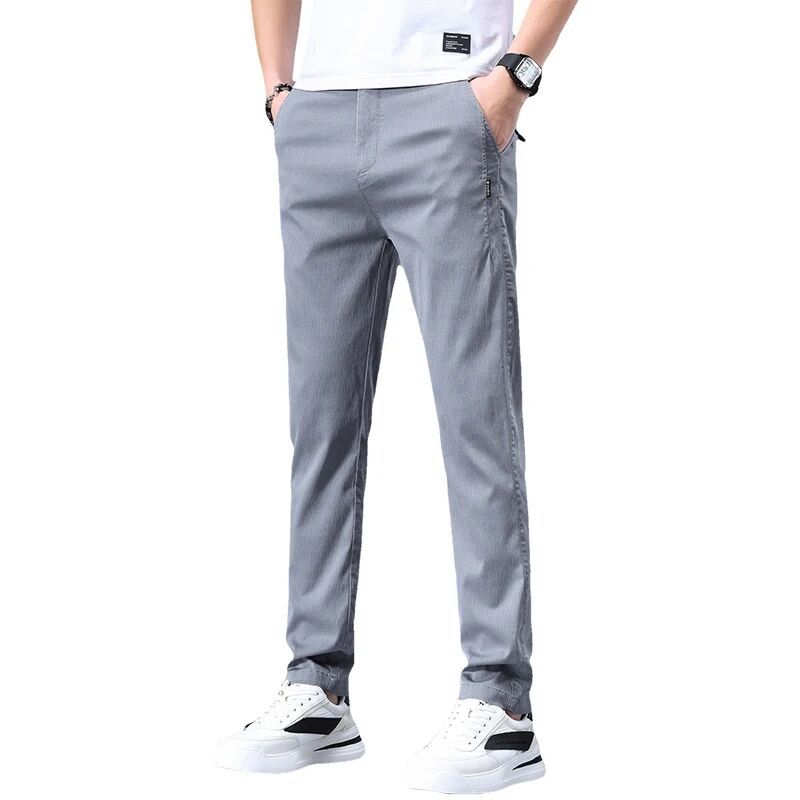 Herren bequeme Stretch-Hose mit elastischem Bund und seitlichen Reißverschlusstaschen Aliams