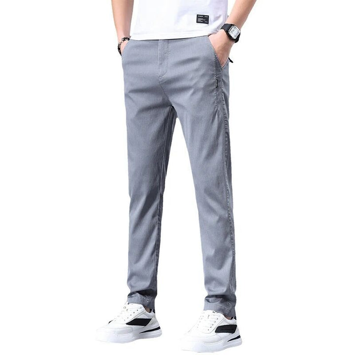 Herren bequeme Stretch-Hose mit elastischem Bund und seitlichen Reißverschlusstaschen Aliams