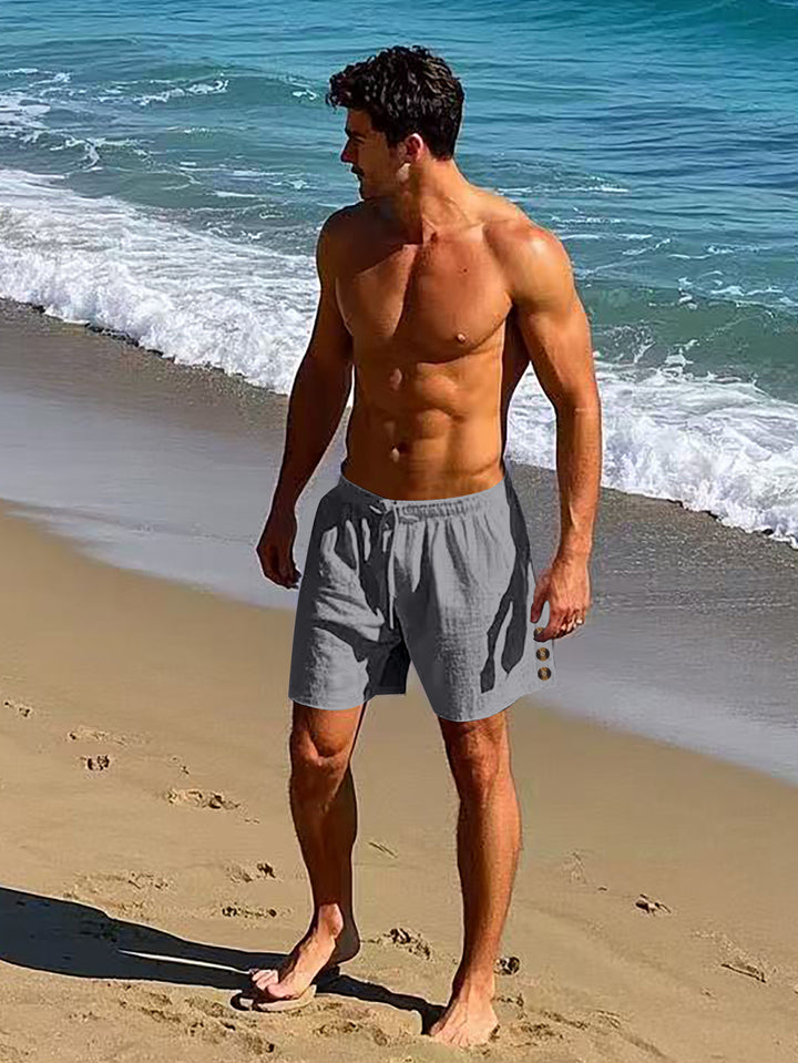 Herren lässige, atmungsaktive Strandshorts mit elastischem Bund und modernen Knopfdetails Aliams