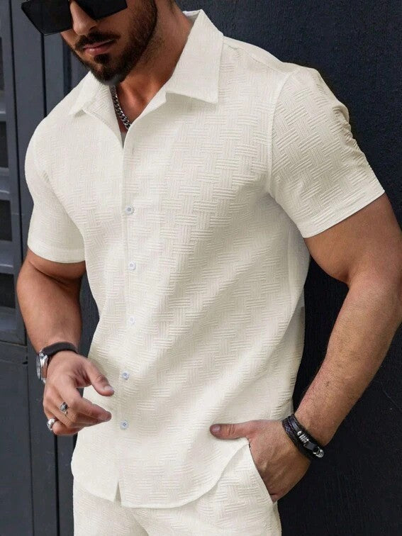 Herren Kurzarm Hemd mit strukturiertem Design Aliams