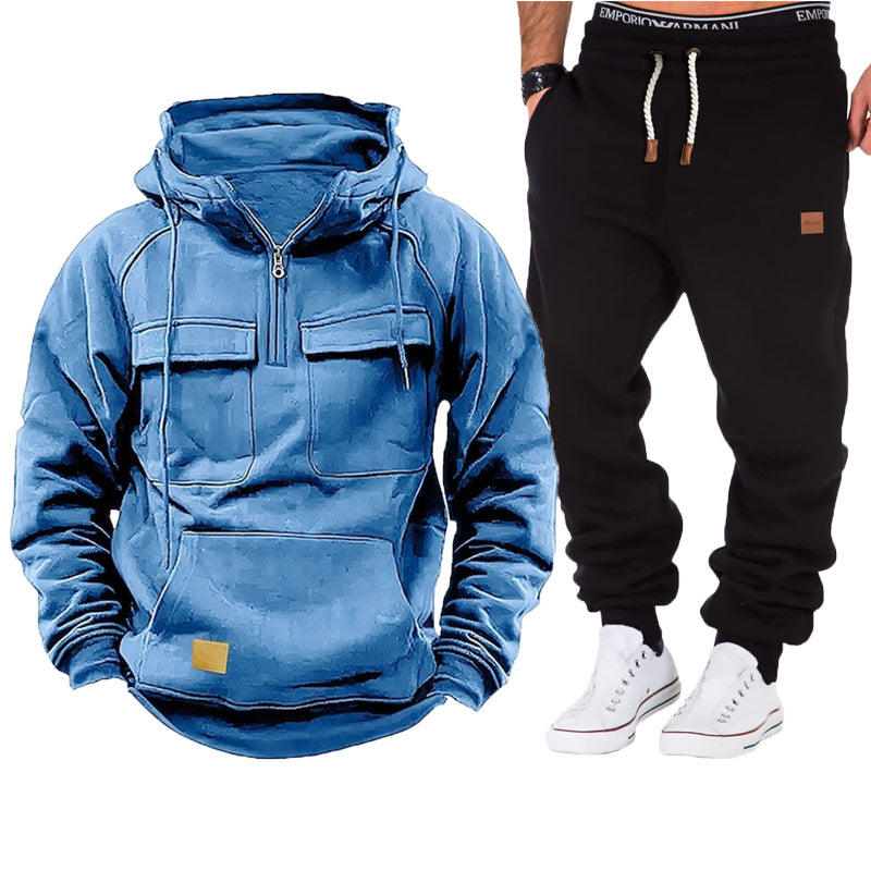 Herren funktionale Kapuzenjacke mit durchgehendem Reißverschluss und praktischen Taschen Aliams